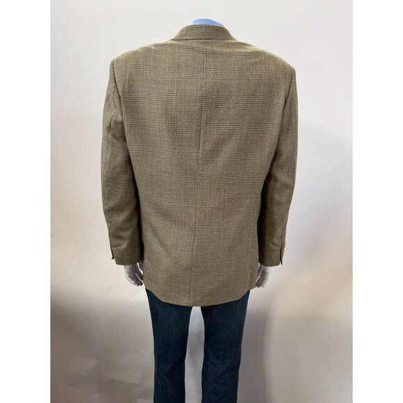 Oscar De La Renta Mens Vintage Beige Houndstooth Blazer 40R Two-Button Wool Blen - Picture 14 of 16